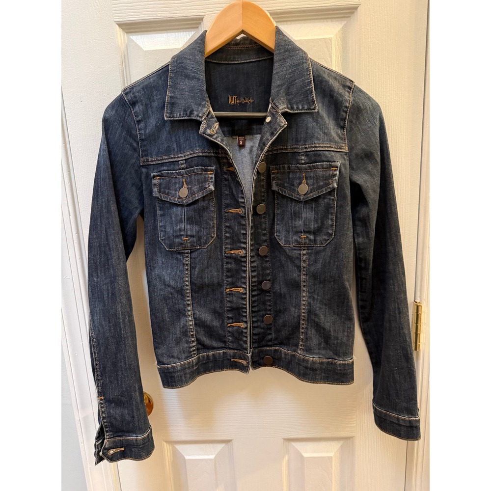 KUT from the Kloth Womens Amelia Denim Jacket Dark Wash KJ618MB5 Blue Small